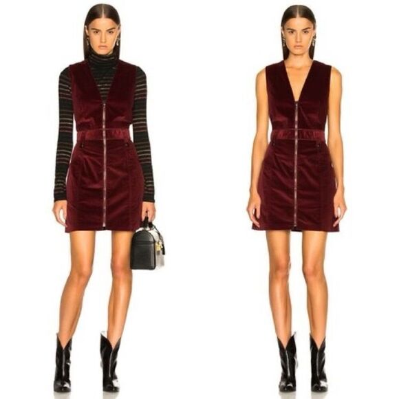 Veronica Beard Orial Corduroy Sleeveless Mini Dress Bordeaux Red Wine Vest sz 4 - Picture 1 of 9
